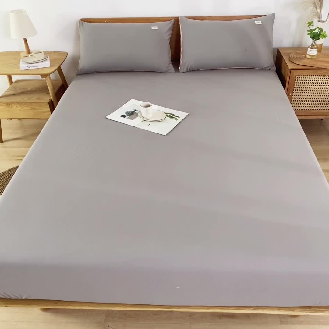 91家纺网 家纺一手货源 找家纺 蓝巢 2022新款全棉色织水洗棉单床笠 浅灰