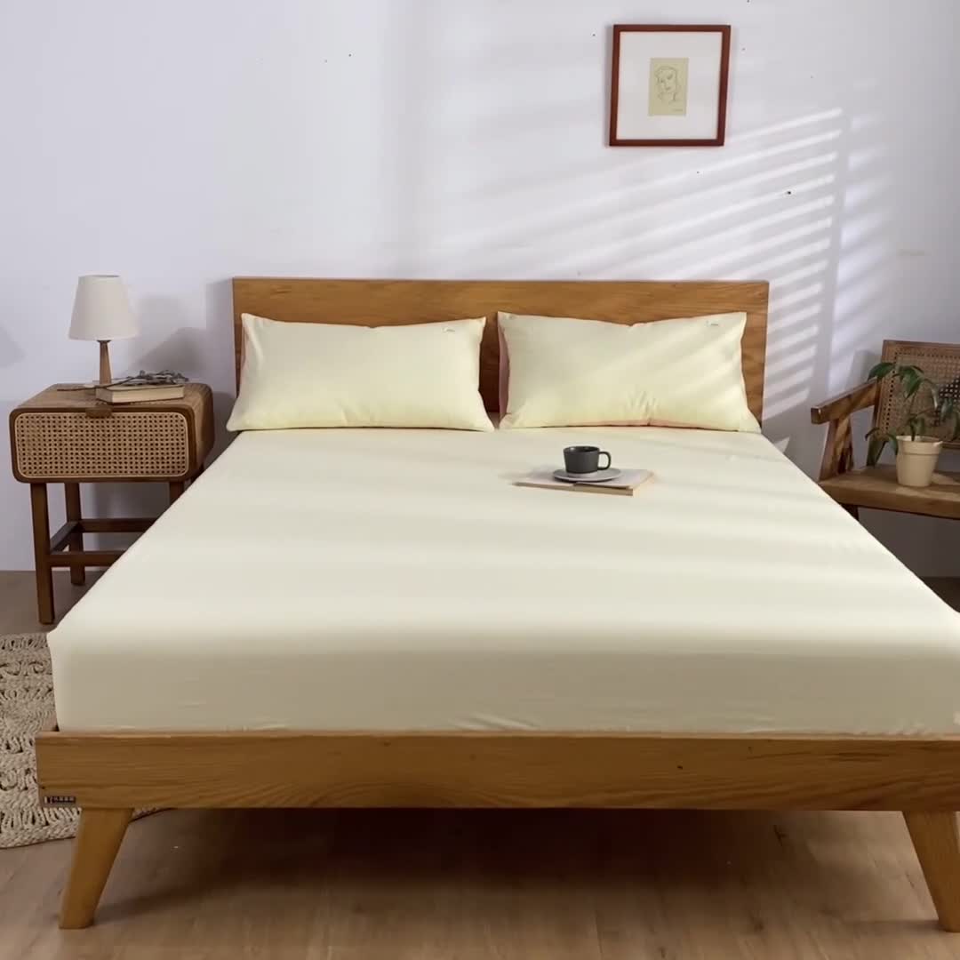 91家纺网 家纺一手货源 找家纺 蓝巢 2022新款全棉色织水洗棉单床笠 奶黄