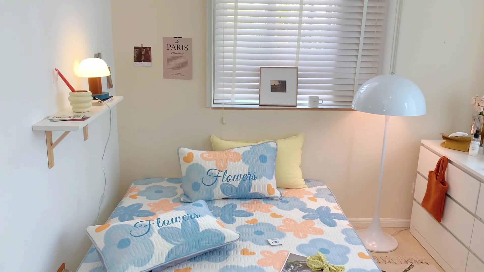 91家纺网 家纺一手货源 找家纺 顾里家纺 2022新款韩系凉感印花圆网软席 奶油花花