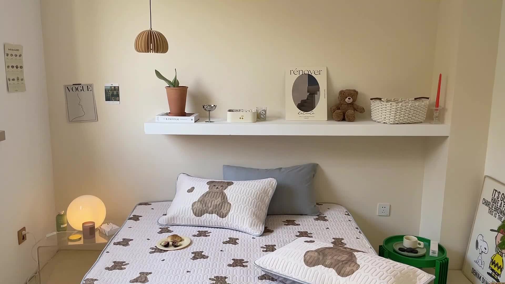 91家纺网 家纺一手货源 找家纺 顾里家纺 2022新款韩系凉感印花圆网软席 韩国熊仔