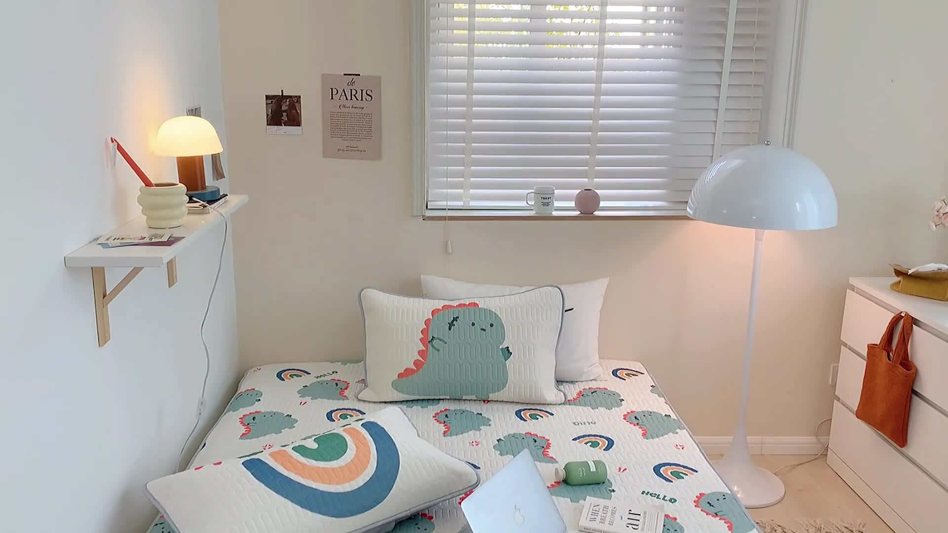 91家纺网 家纺一手货源 找家纺 顾里家纺 2022新款韩系凉感印花圆网软席 ins恐龙