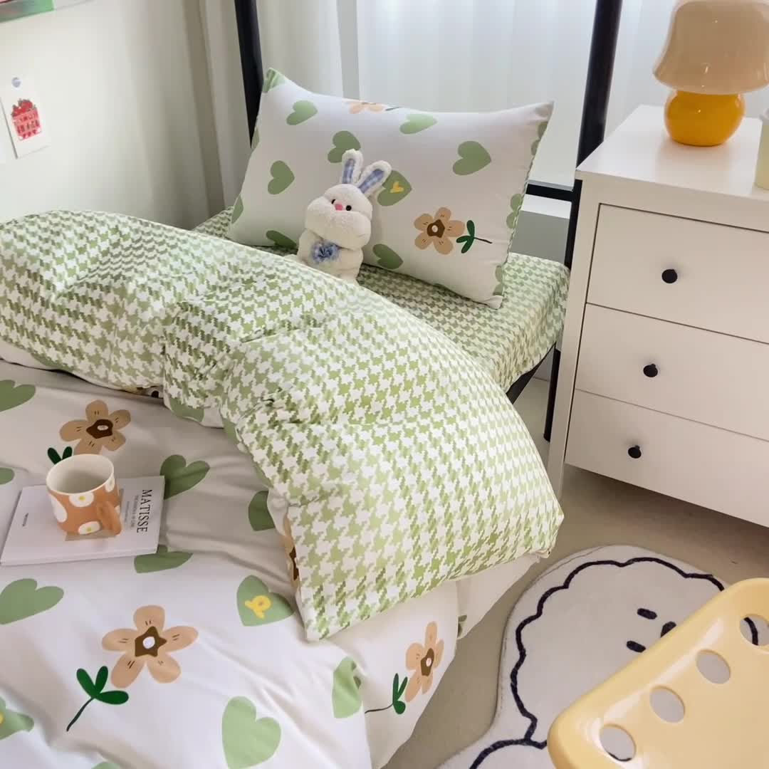 91家纺网 家纺一手货源 找家纺 （总）吉象 2025新款全棉印花学生三件套学生宿舍三件套