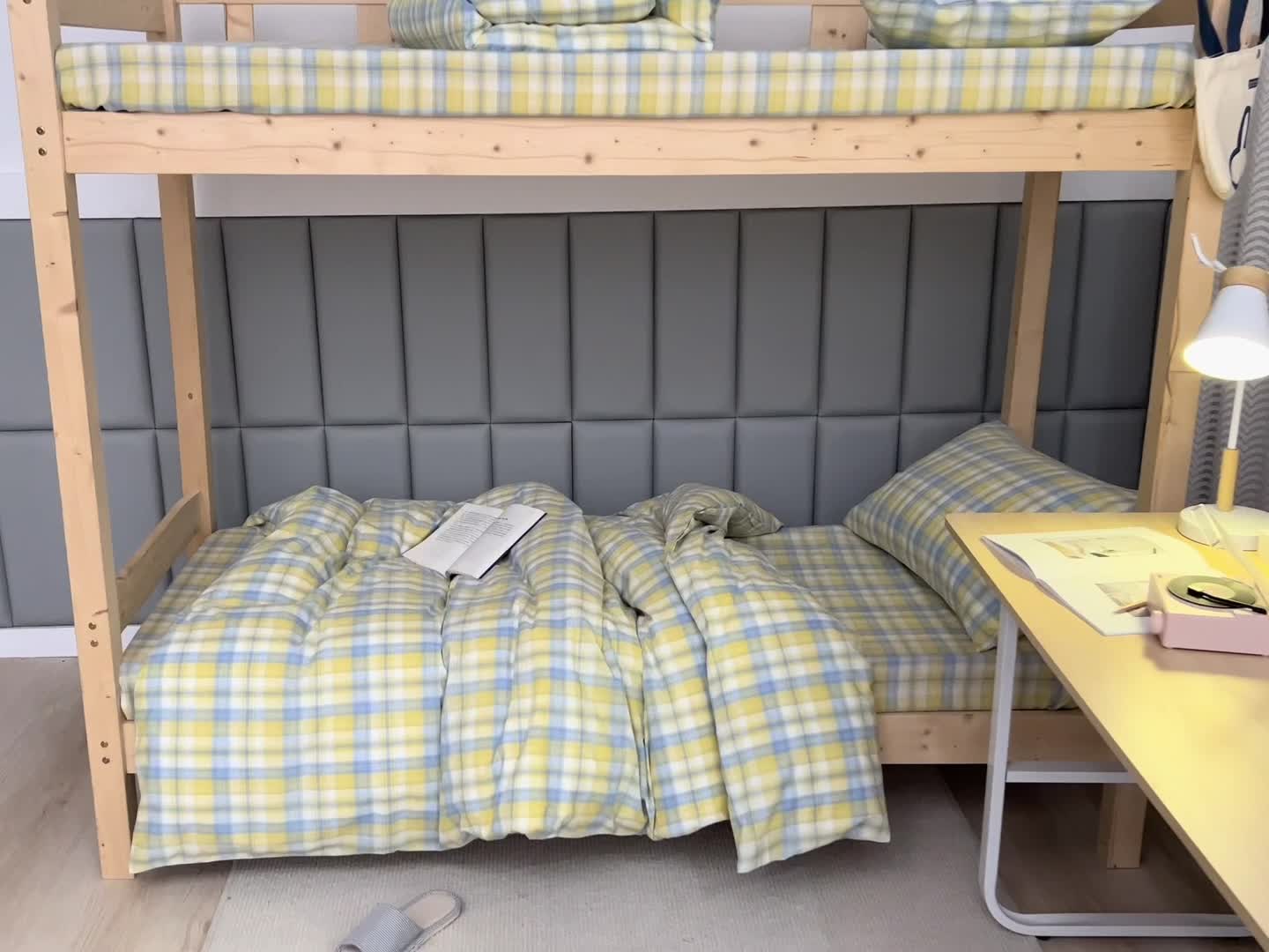 91家纺网 家纺一手货源 找家纺 （总）柠萌家居 新款A类全棉色织水洗棉三件套学生季宿舍上下铺