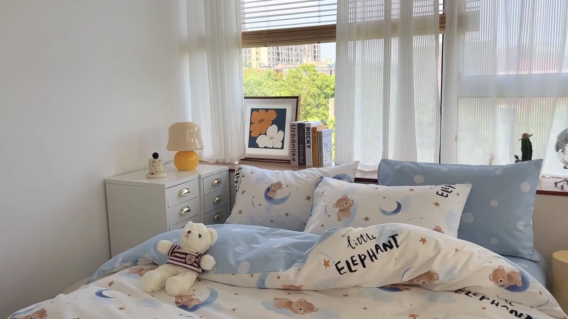 91家纺网 家纺一手货源 找家纺 麦伦 2022新款13372全棉儿童卡通系列四件套 繁星入眠