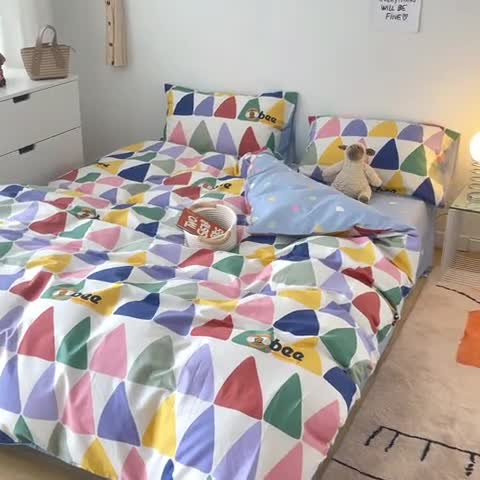 91家纺网 家纺一手货源 找家纺 麦伦 2022新款13372全棉儿童卡通系列四件套 初心