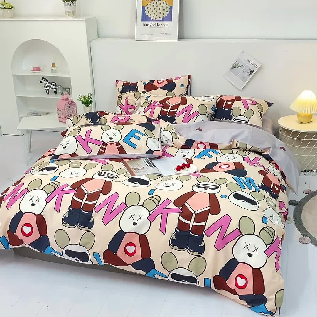 91家纺网 家纺一手货源 找家纺 麦伦 2022新款13372全棉儿童卡通系列四件套 酷酷兔