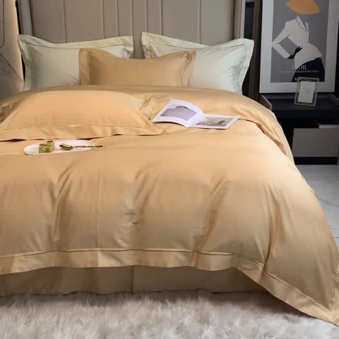 91家纺网 家纺一手货源 找家纺 榻尚 2023新品海岛棉魅系列四件套 魅-香槟金