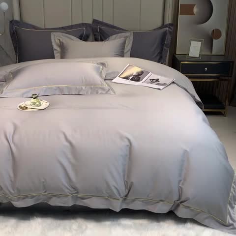 91家纺网 家纺一手货源 找家纺 榻尚 2023新品海岛棉魅系列四件套 魅-浅银灰