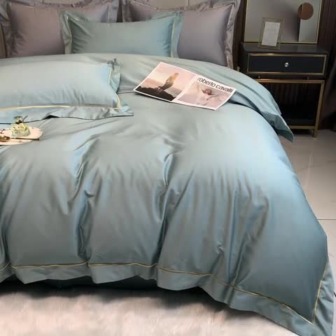 91家纺网 家纺一手货源 找家纺 榻尚 2023新品海岛棉魅系列四件套 魅-湖水绿