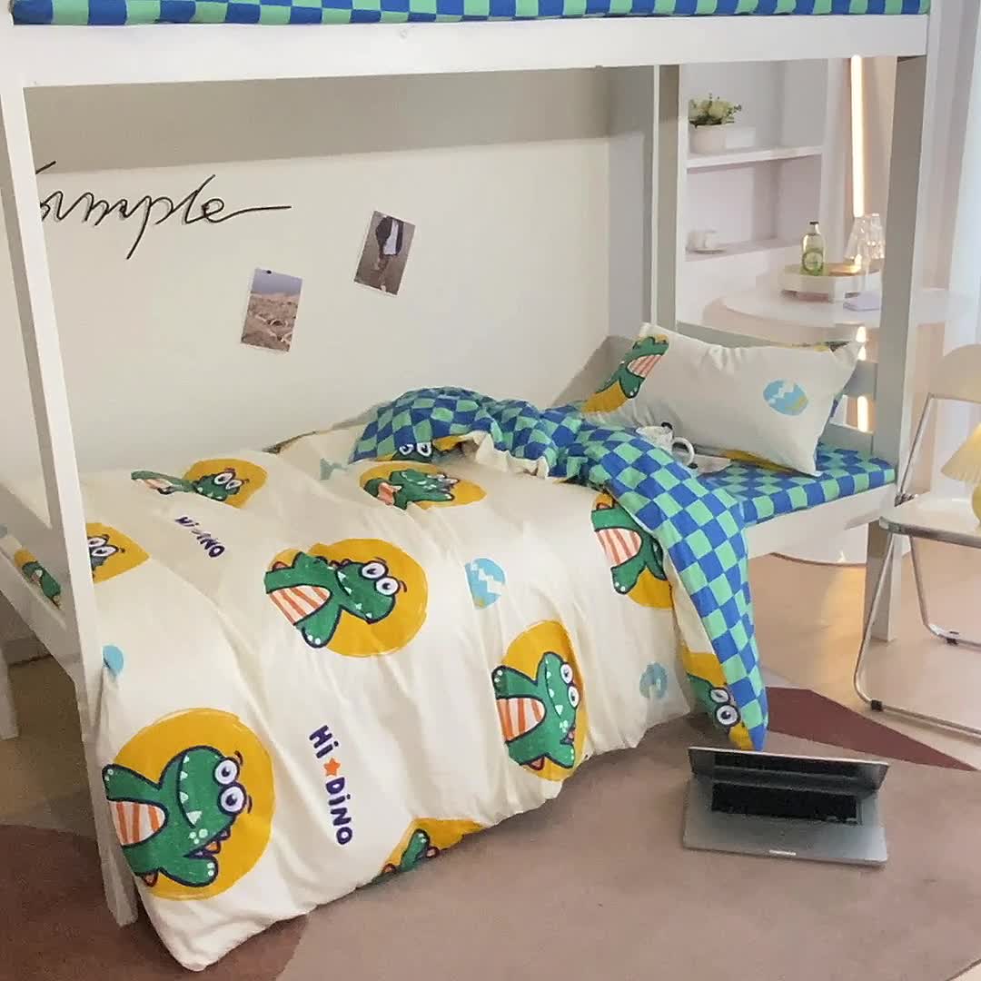 91家纺网 家纺一手货源 找家纺 麦伦家居 2022新款全棉40支13372全棉学生三件套 蒂诺龙