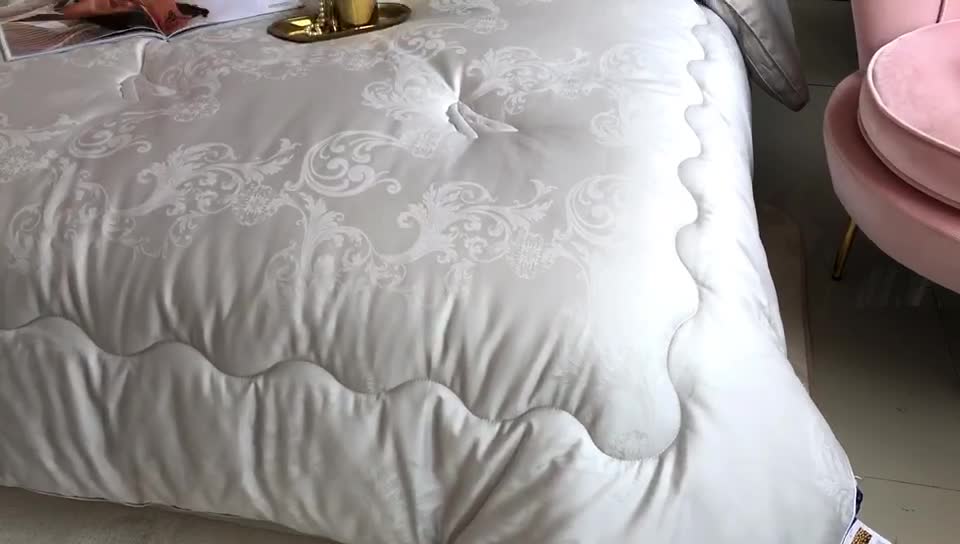 91家纺网 家纺一手货源 找家纺 紫乐 长绒棉全棉纯棉大提花大豆纤维被春秋被加厚冬被子母被被子被芯 灰色