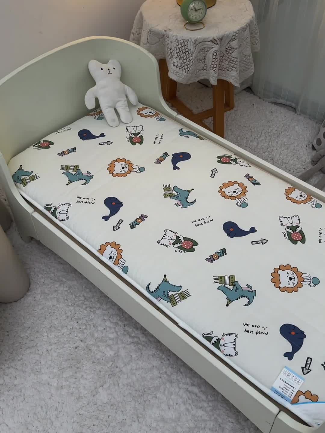 91家纺网 家纺一手货源 找家纺 宝贝优选 2022新款全棉儿童四季床垫可拆卸款+一体款 生日派对（可拆卸款）