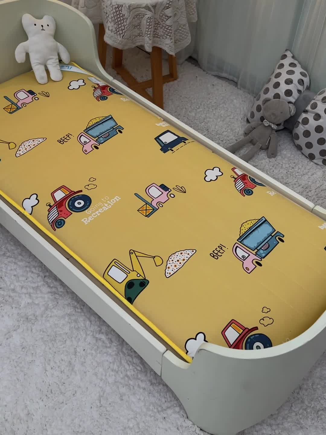 91家纺网 家纺一手货源 找家纺 宝贝优选 2022新款全棉儿童四季床垫可拆卸款+一体款 工程车（一体款）