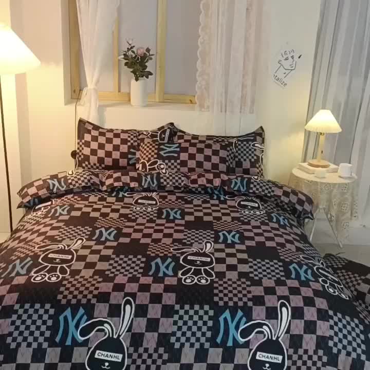 91家纺网 家纺一手货源 找家纺 乐居坊 2022新款芦荟棉四件套格格兔