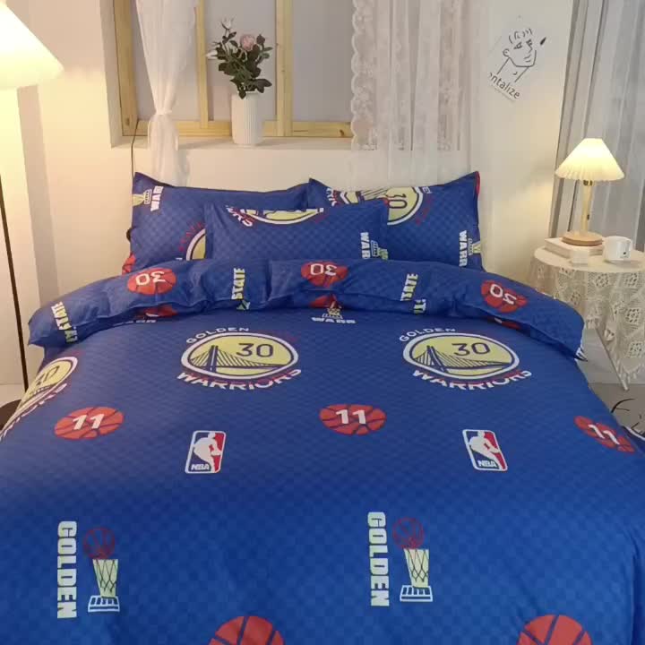 91家纺网 家纺一手货源 找家纺 乐居坊 2022新款芦荟棉四件套金州勇士-客