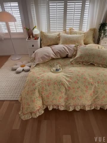 91家纺网 家纺一手货源 找家纺 宝齐莱家纺 2022新款韩版全棉13372印花四件套 安妮