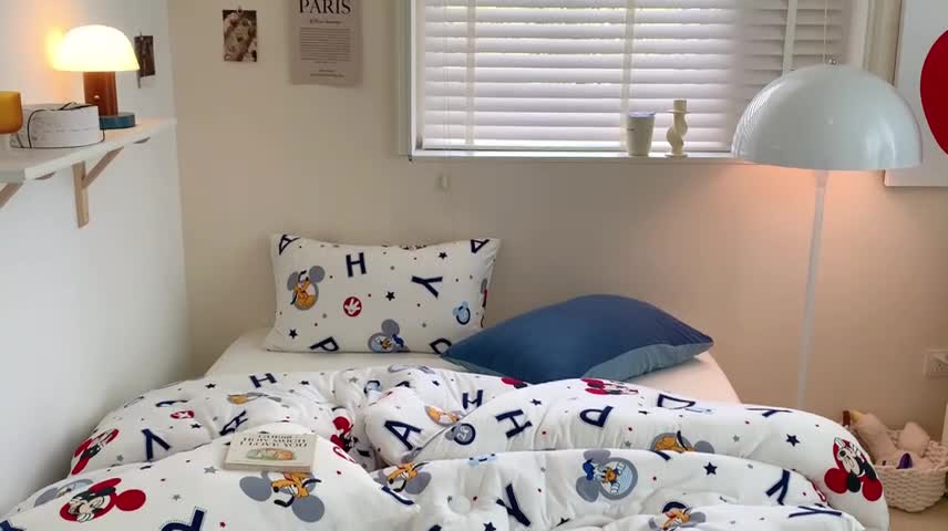 91家纺网 家纺一手货源 找家纺 星期八 2022新款迪士尼春秋被冬被 happy米奇