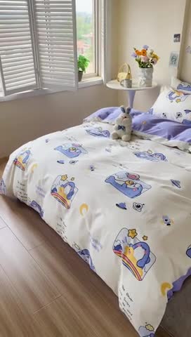 91家纺网 家纺一手货源 找家纺 西引力 2022新款全棉印花四件套 小海豚