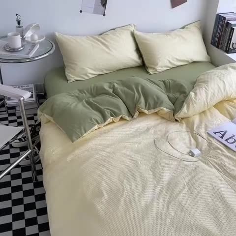 91家纺网 家纺一手货源 找家纺 曼谷 新款泡泡四件套博主同款立体小泡芙四件套 青柚泡泡