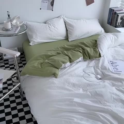 91家纺网 家纺一手货源 找家纺 曼谷 新款泡泡四件套博主同款立体小泡芙四件套 奶绿泡泡