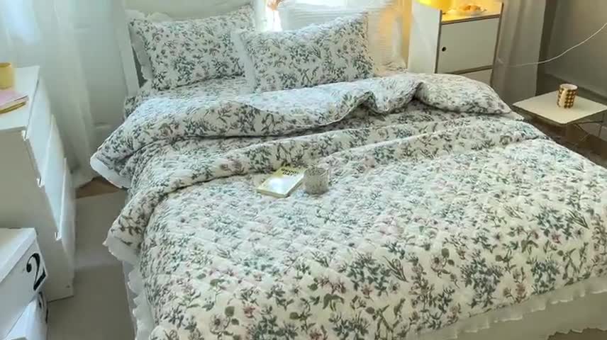 91家纺网 家纺一手货源 找家纺 淑女公社家纺 2022新款四季多功能全夹棉四件套 初见