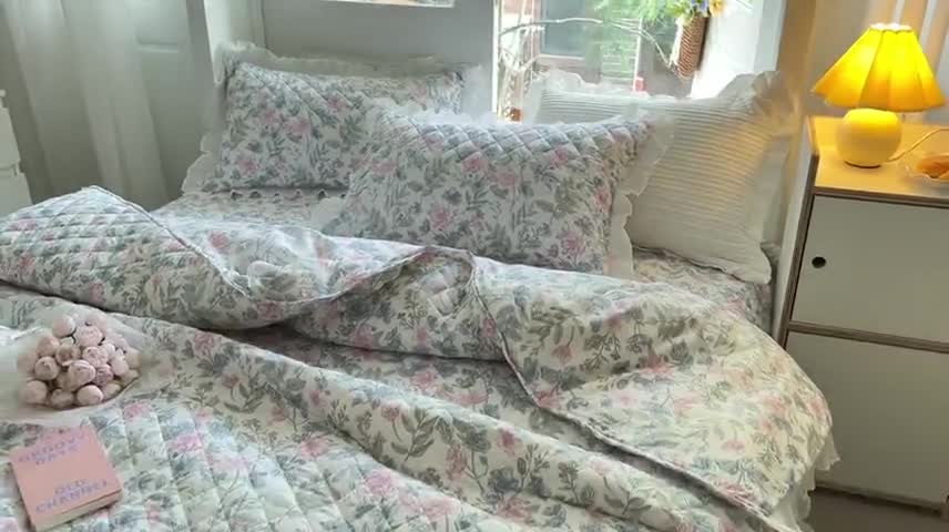 91家纺网 家纺一手货源 找家纺 淑女公社家纺 2022新款四季多功能全夹棉四件套 芳华