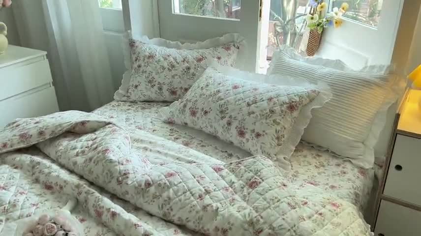 91家纺网 家纺一手货源 找家纺 淑女公社家纺 2022新款四季多功能全夹棉四件套 花期