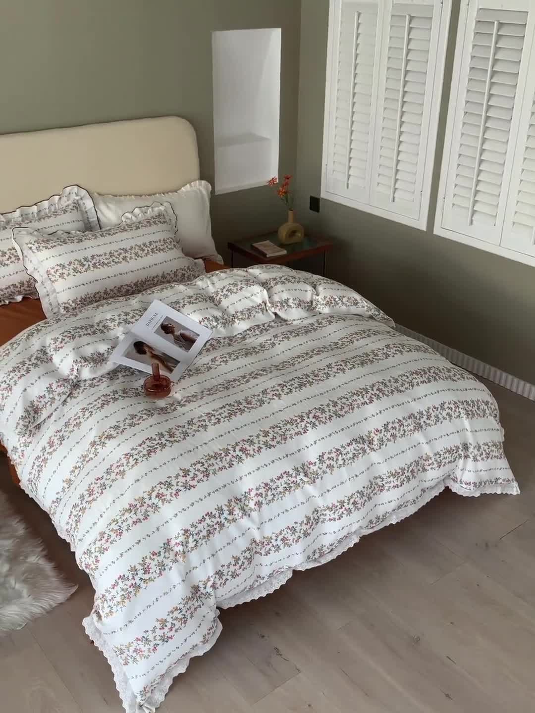 91家纺网 家纺一手货源 找家纺 怡家居 2022新款全棉A类双层纱韩版四件套 琉璃