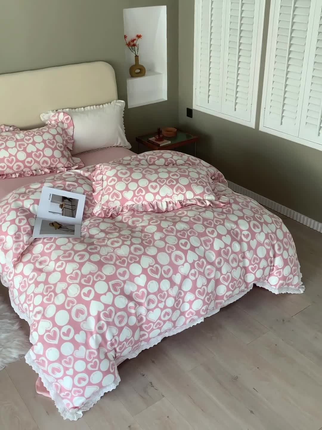 91家纺网 家纺一手货源 找家纺 怡家居 2022新款全棉A类双层纱韩版四件套 心尚