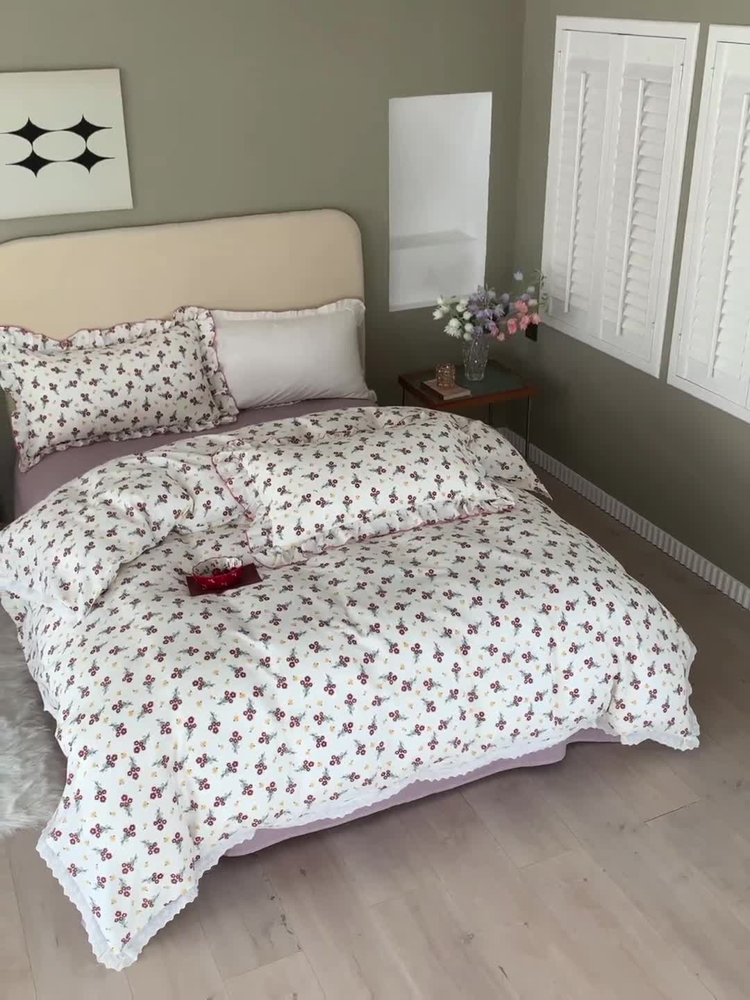 91家纺网 家纺一手货源 找家纺 怡家居 2022新款全棉A类双层纱韩版四件套 玲珑