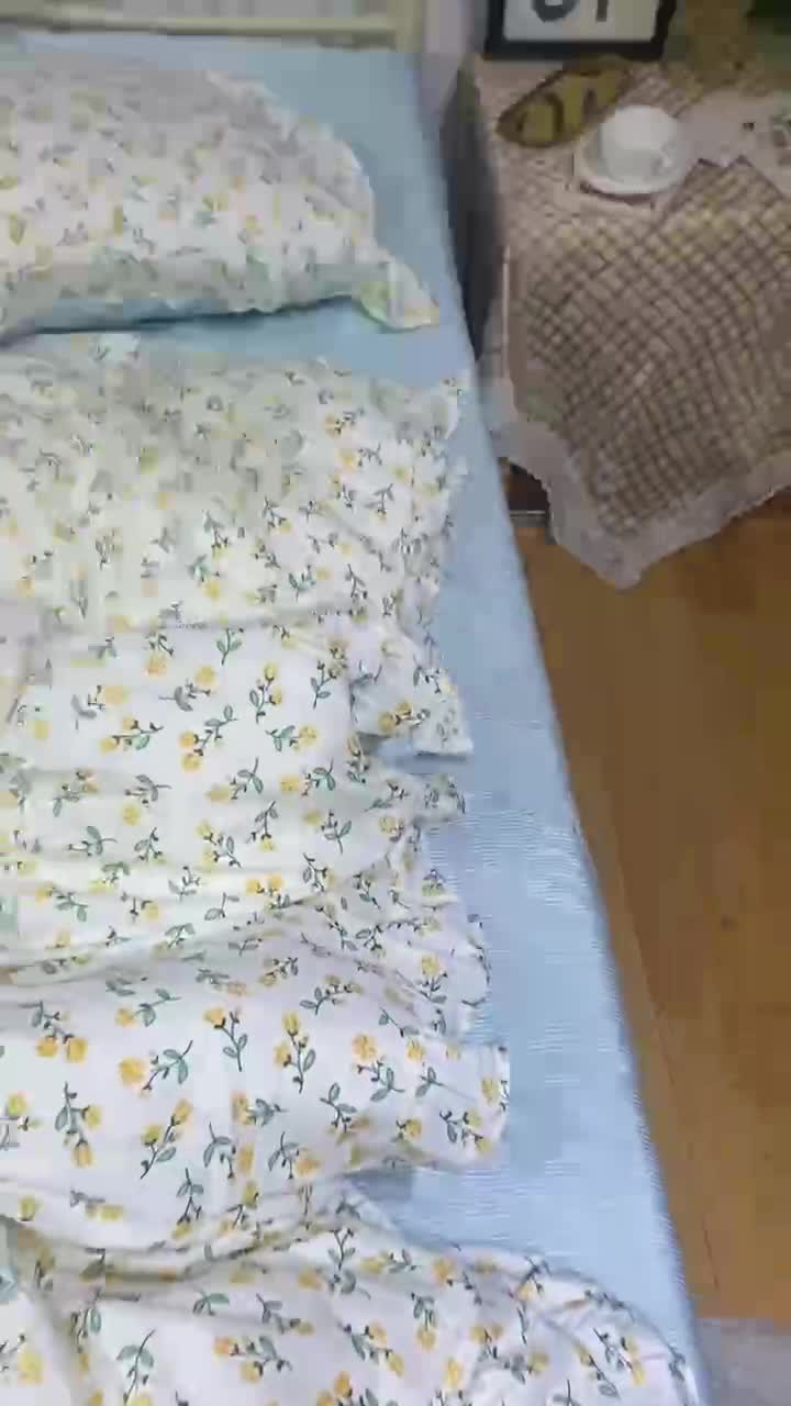 91家纺网 家纺一手货源 找家纺 棉生活 2022新款韩系花边碎花四件套 花季物语-黄