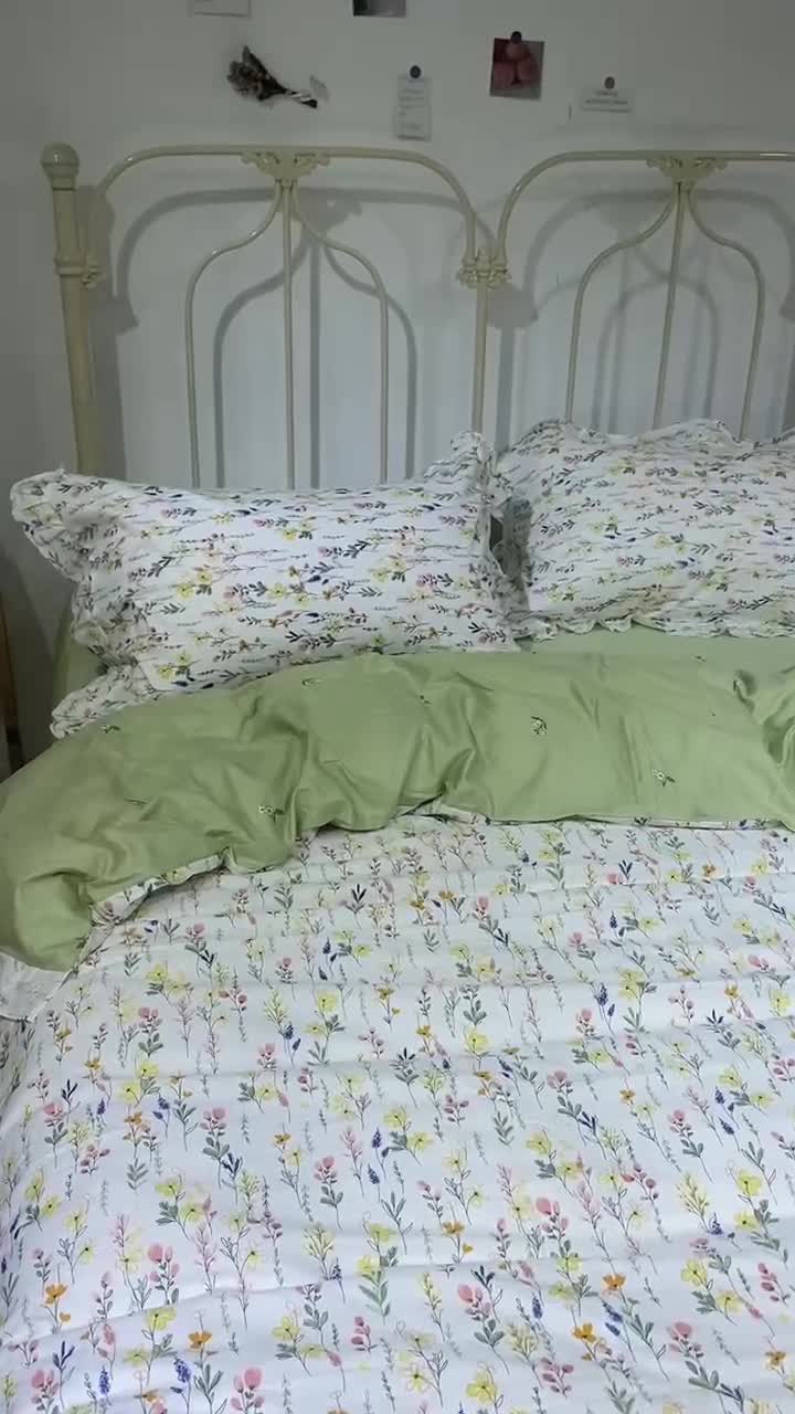 91家纺网 家纺一手货源 找家纺 棉生活 2022新款韩系花边碎花四件套 慢调时光