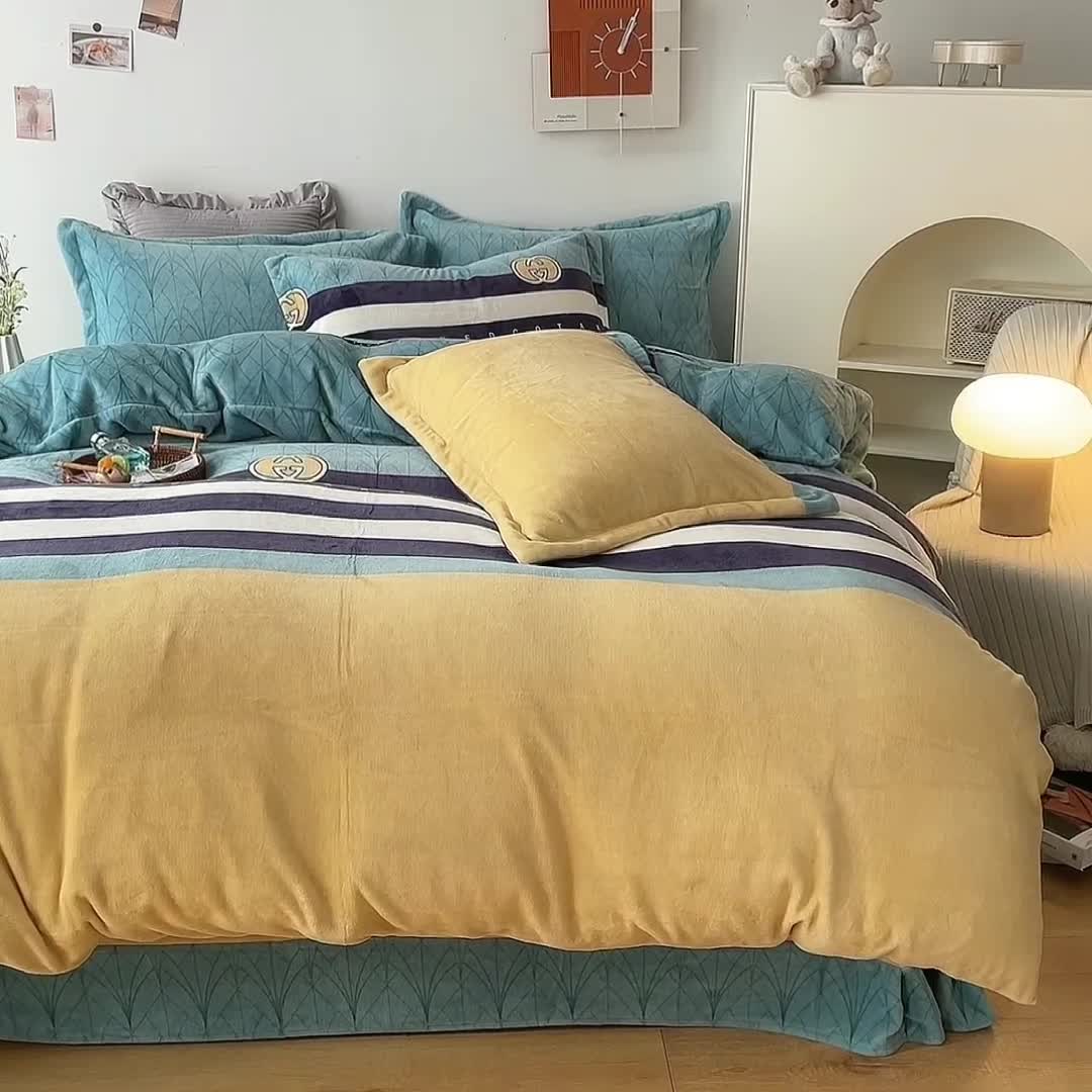 91家纺网 家纺一手货源 找家纺 2024新230克牛奶绒印花四件套定做定制任意尺寸 巴黎之约