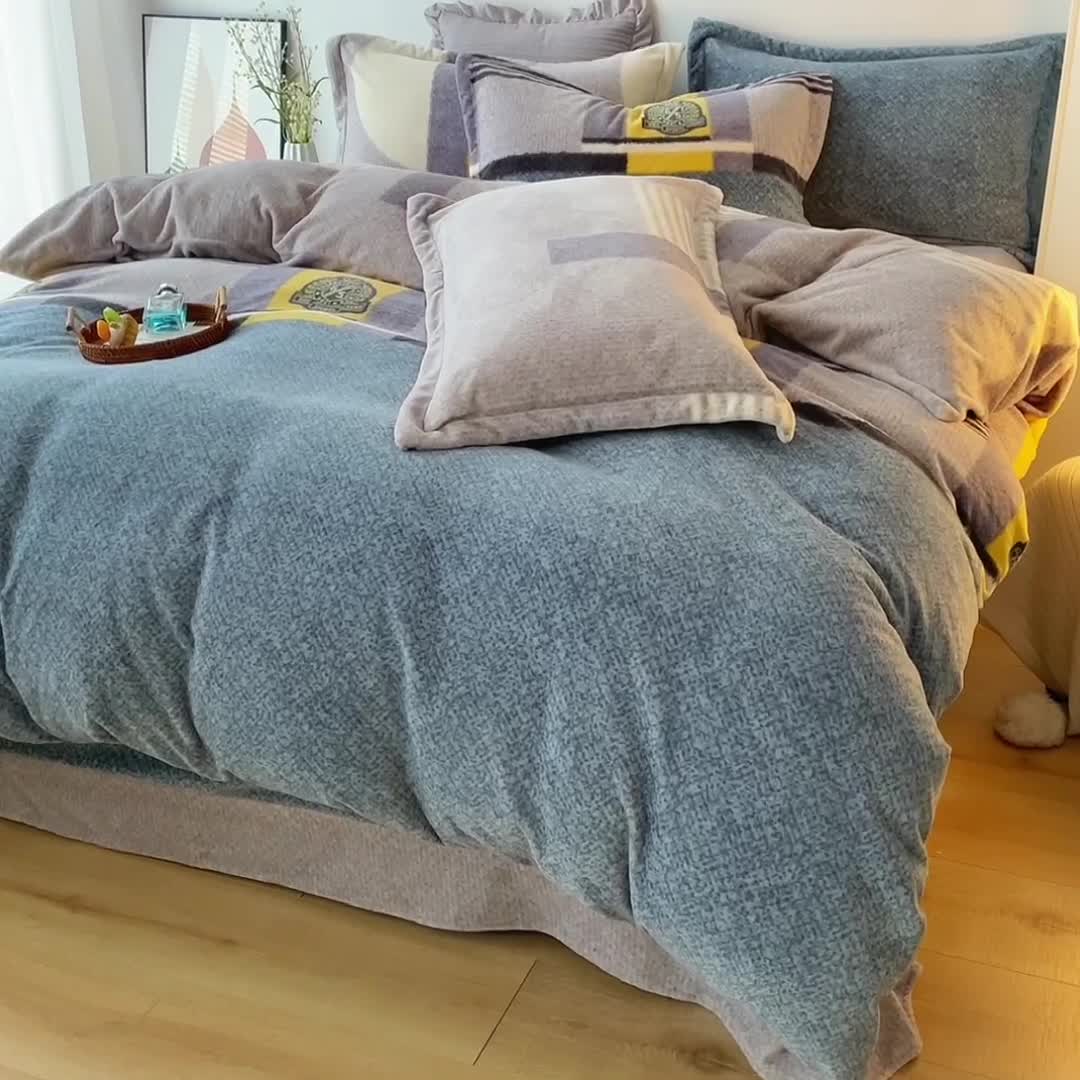 91家纺网 家纺一手货源 找家纺 2024新款230克牛奶绒印花单品被套 可定制尺寸 憧憬