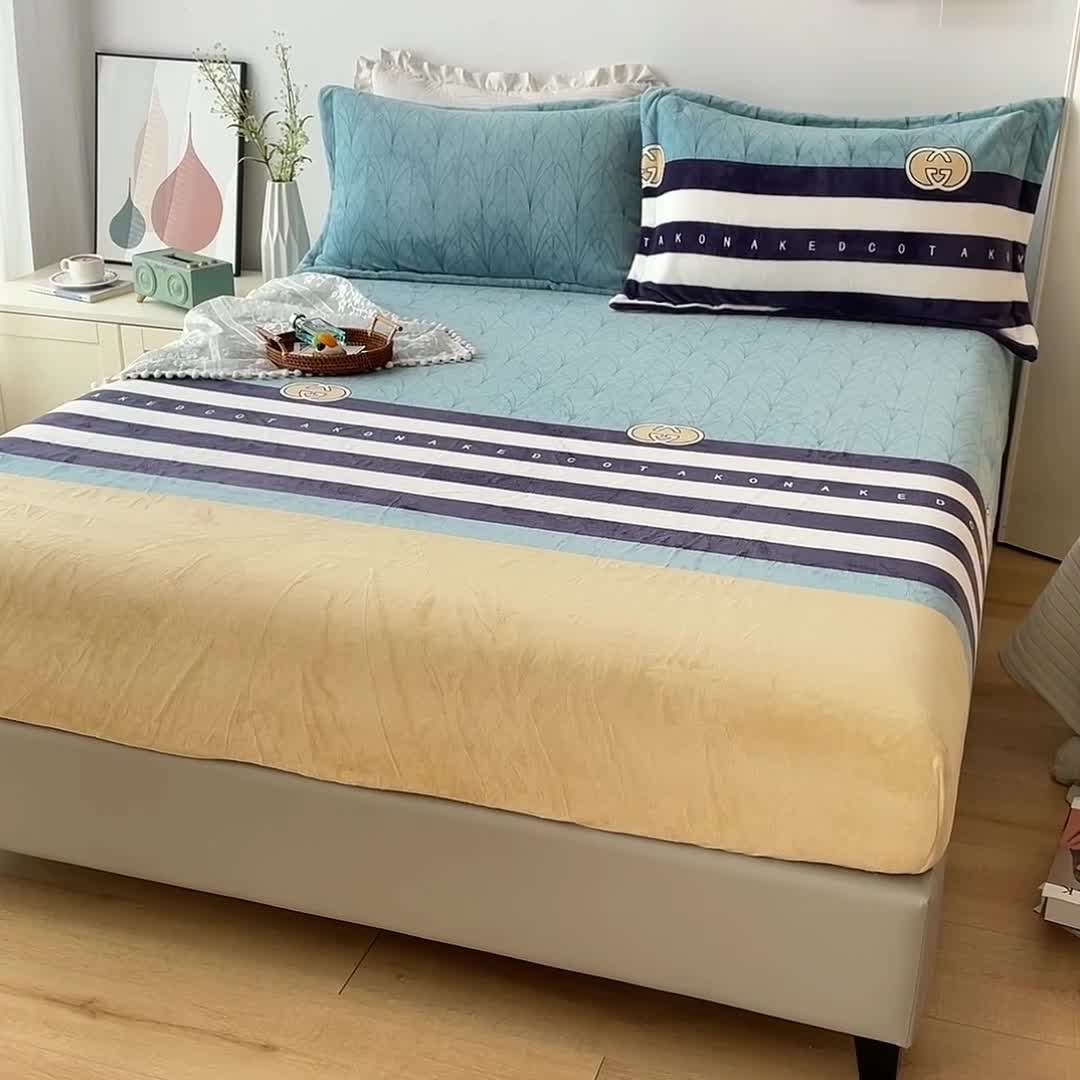 91家纺网 家纺一手货源 找家纺 2024新款230克牛奶绒印花单品床笠可定做任意尺寸巴黎之约