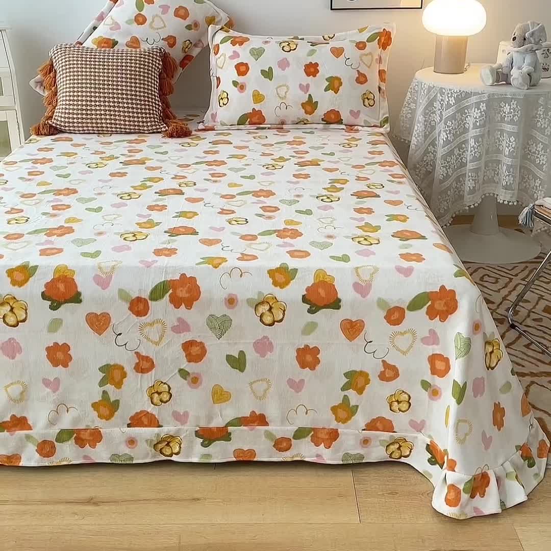 91家纺网 家纺一手货源 找家纺 锦罗绣 2024新款230克牛奶绒印花单品床单 春晓