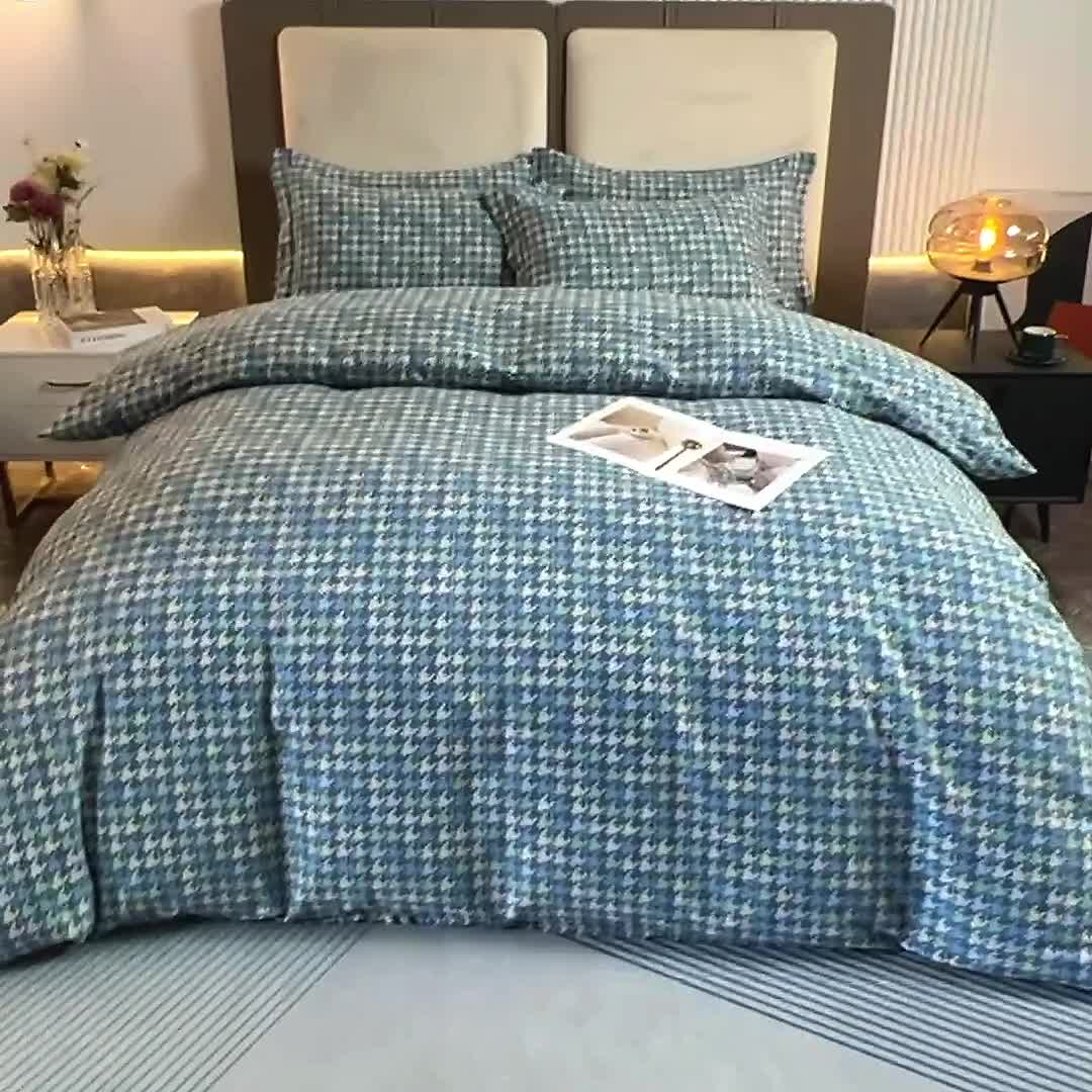 91家纺网 家纺一手货源 找家纺 青竹苑 2022新款全棉磨毛印花四件套 夜曲-蓝