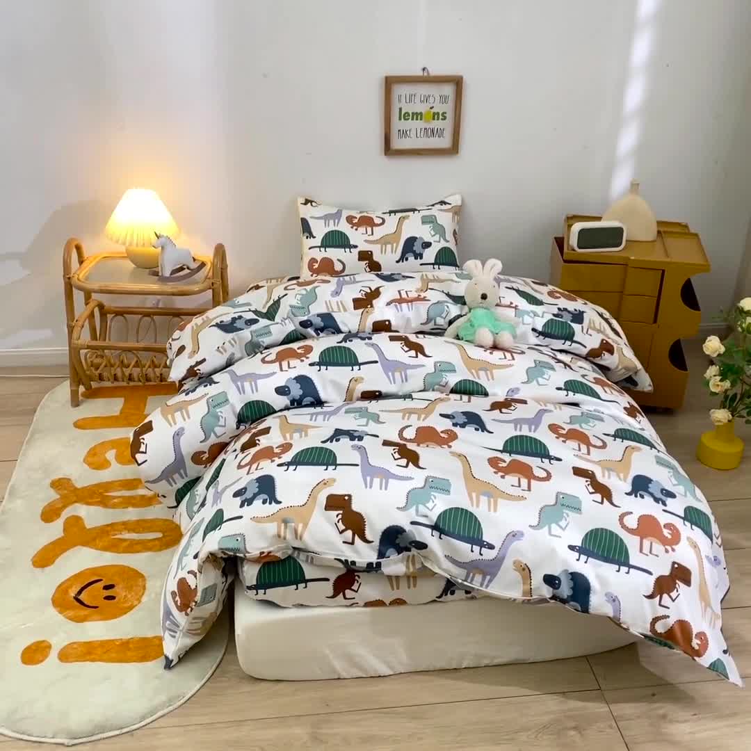91家纺网 家纺一手货源 找家纺 ds生活馆 儿童60支贡缎长绒棉单被套（定制） 恐龙战队-米