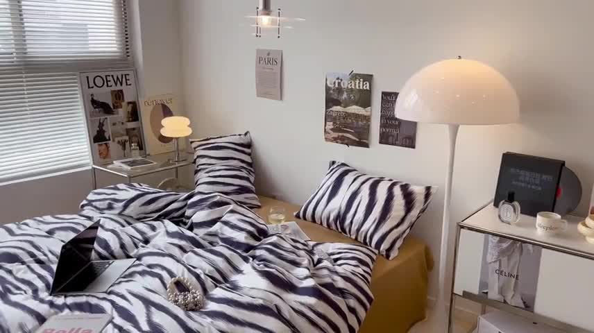 91家纺网 家纺一手货源 找家纺 昔可家纺2022新款全棉四件套豹纹系列 港风豹纹