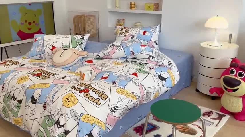 91家纺网 家纺一手货源 找家纺 昔可家纺2022新款迪士尼全棉四件套 趣味漫画