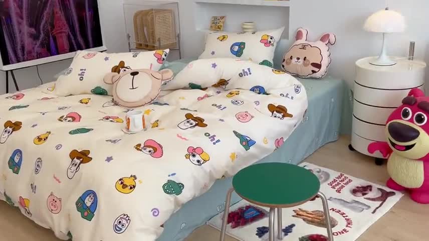 91家纺网 家纺一手货源 找家纺 昔可家纺2022新款迪士尼全棉四件套 玩具总动员