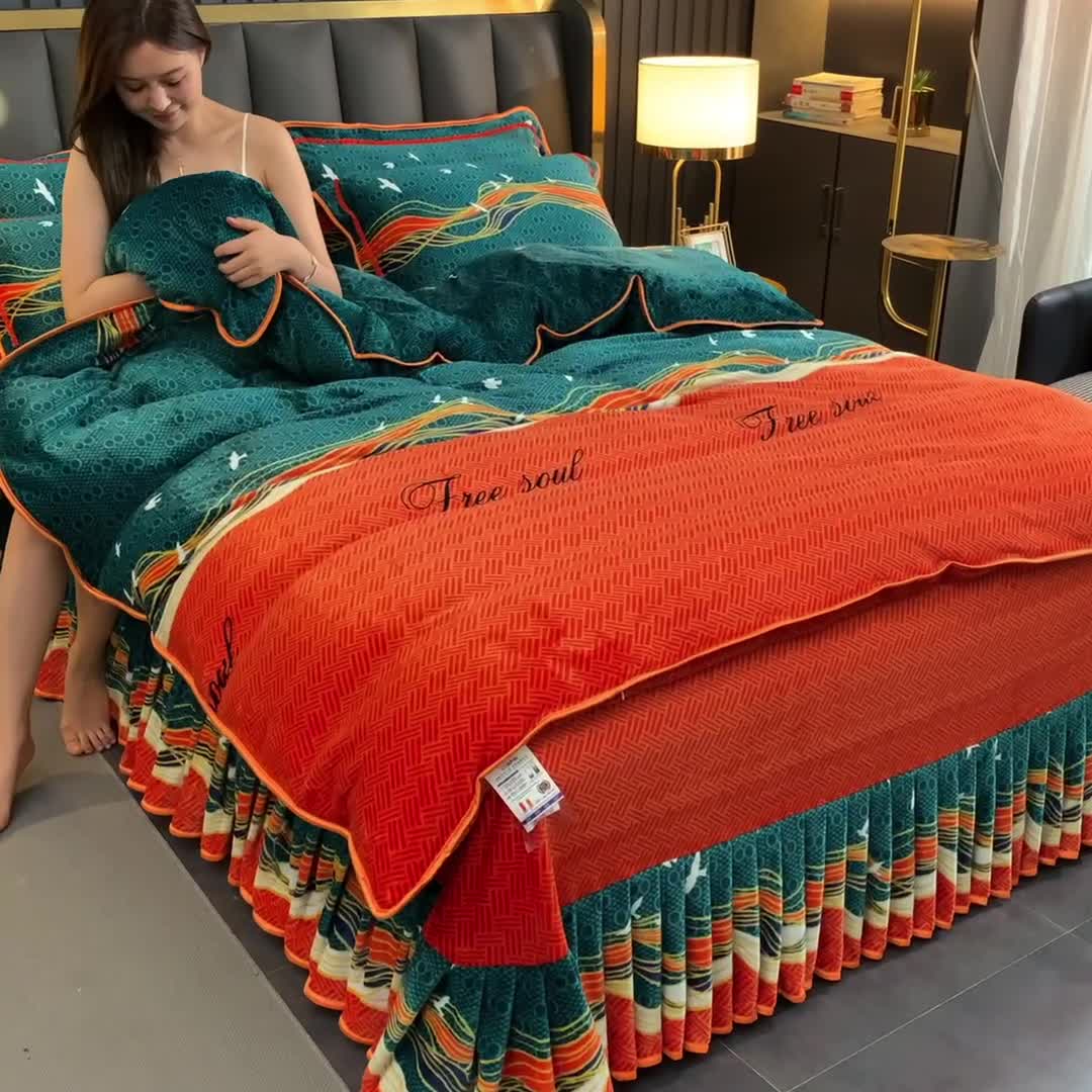 91家纺网 家纺一手货源 找家纺 雨洋2025新款加厚保暖牛奶绒金貂婴儿绒单被套 自由飞翔