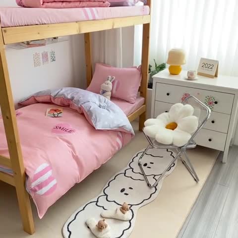 91家纺网 家纺一手货源 找家纺 铭成家纺2022新款全棉印花学生三件套 粉红甜心-红