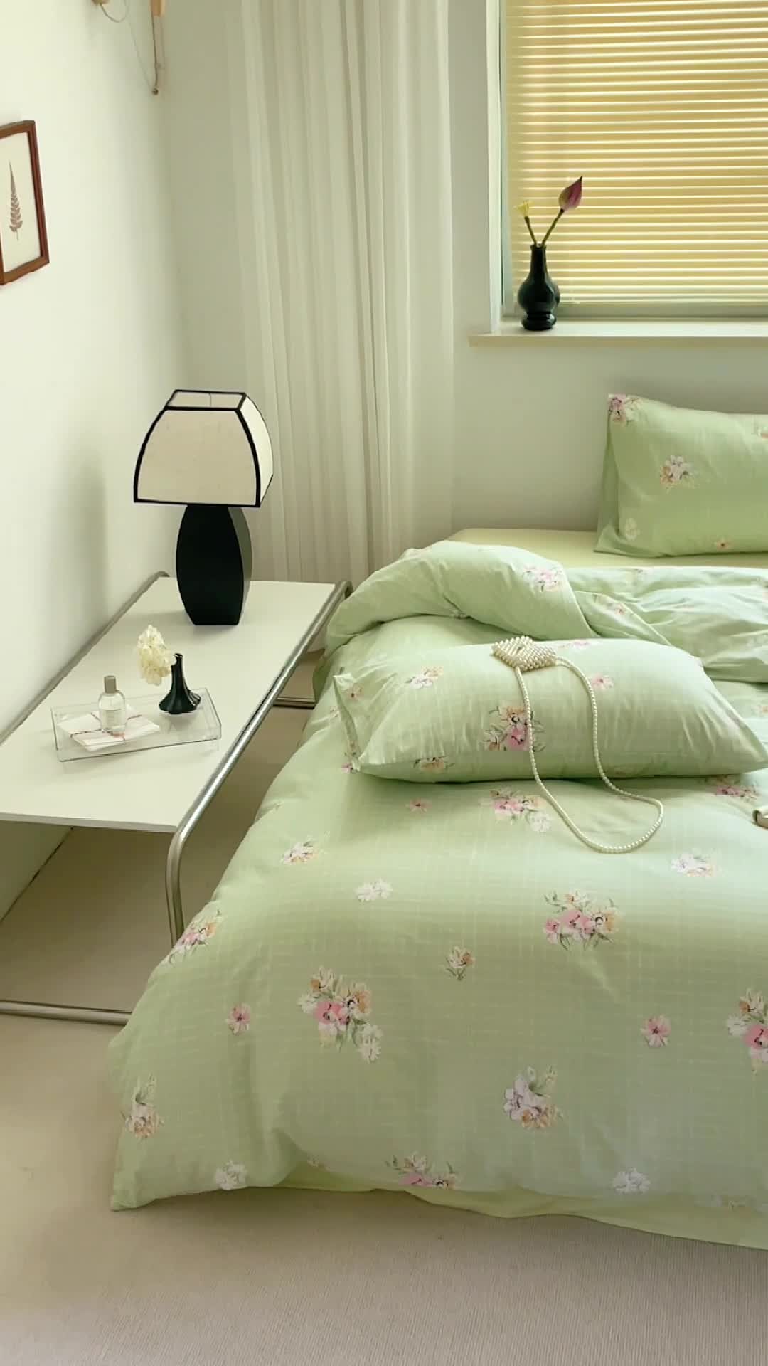 91家纺网 家纺一手货源 找家纺 窝米 2022秋季新品全棉13370花卉系列四件套 铃兰