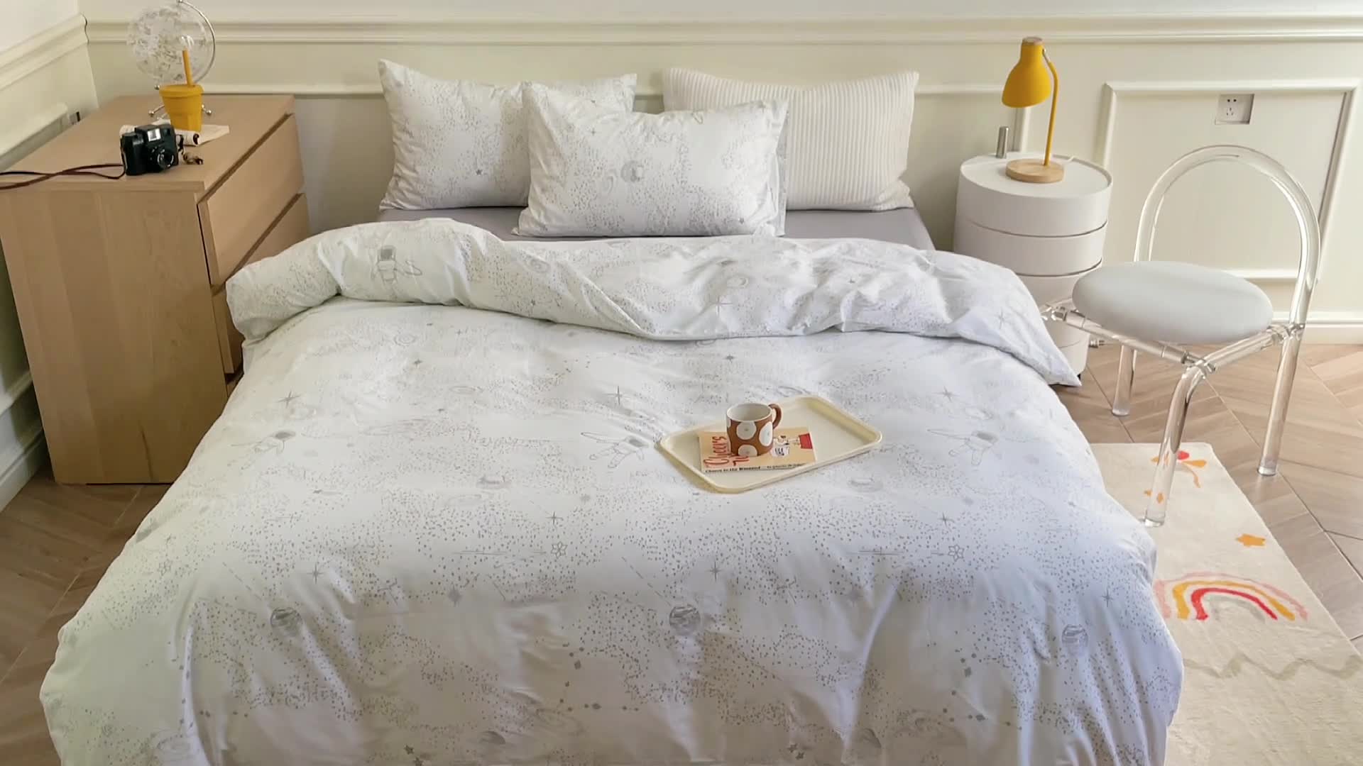 91家纺网 家纺一手货源 找家纺 窝米 2022秋季新品全棉13370简约风系列四件套 星空