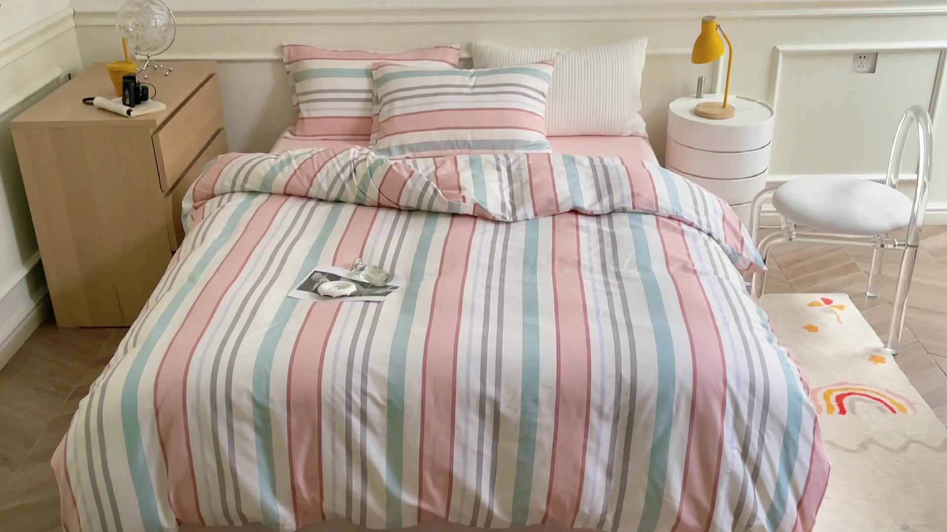 91家纺网 家纺一手货源 找家纺 窝米 2022秋季新品全棉13370简约风系列四件套 莫兰迪