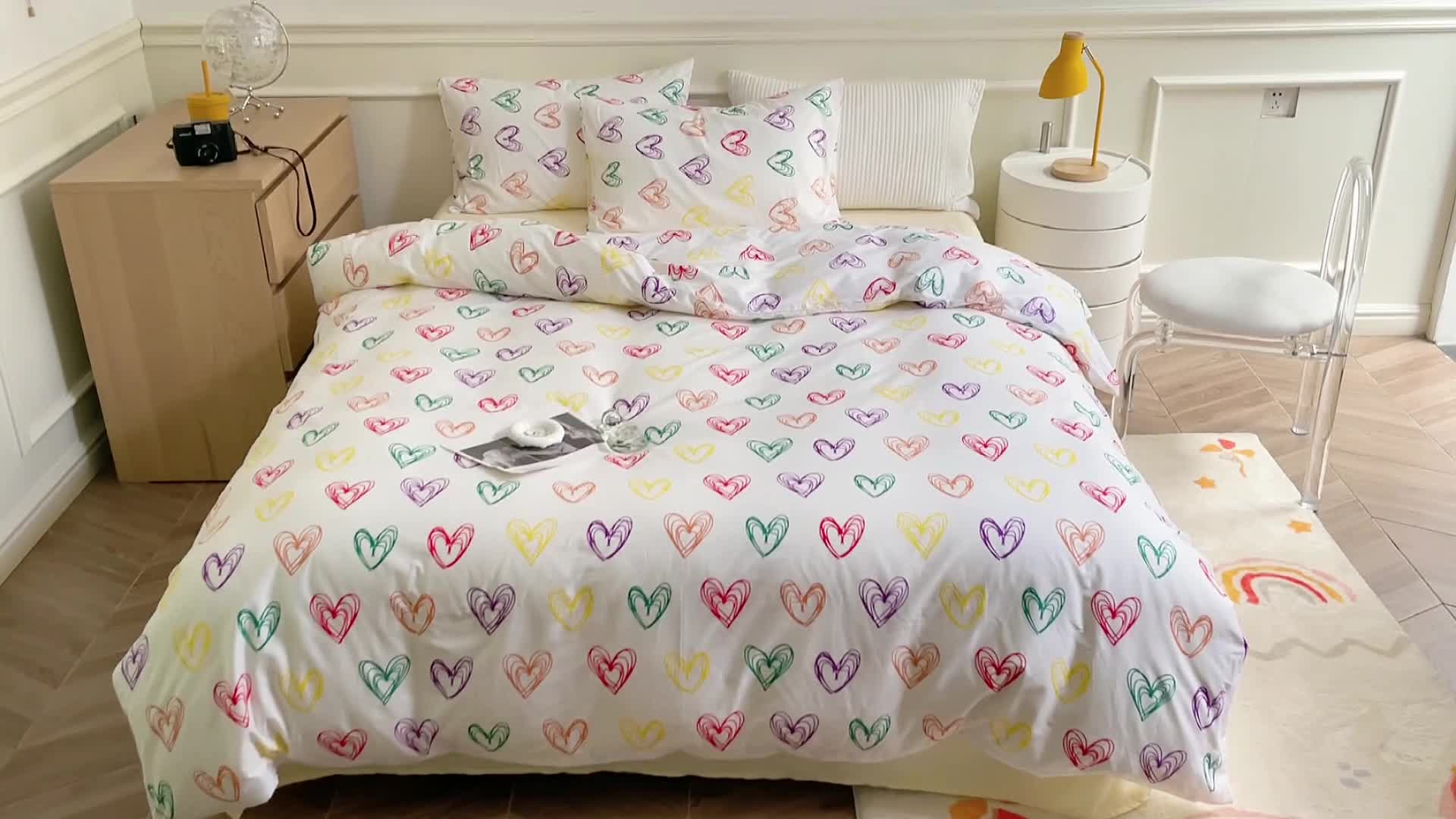 91家纺网 家纺一手货源 找家纺 窝米 2022秋季新品全棉13370简约风系列四件套 洛可可