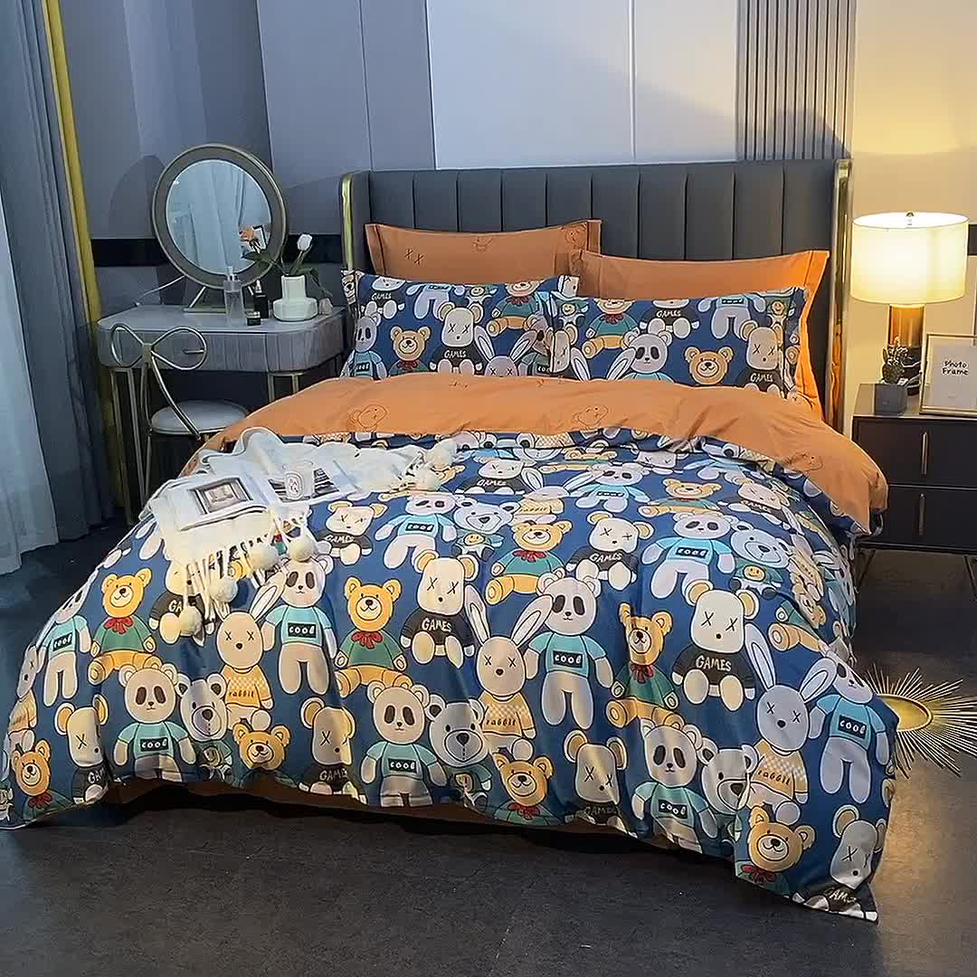 91家纺网 家纺一手货源 找家纺 棉生活  2022新款铂金全棉磨毛系列（AB版设计） 潮牌熊