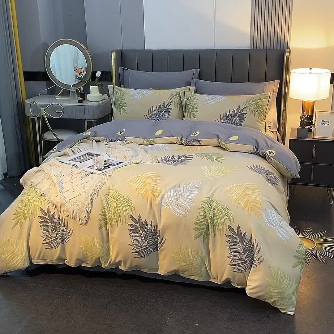 91家纺网 家纺一手货源 找家纺 棉生活  22新款铂金全棉磨毛系列（AB版设计） 丛草集-玉