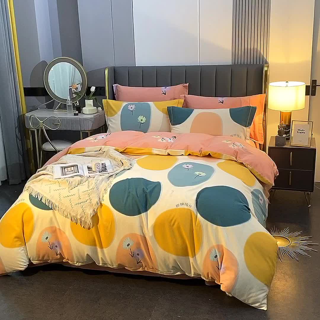 91家纺网 家纺一手货源 找家纺 棉生活  2022新款铂金全棉磨毛系列（AB版设计） 七色堇